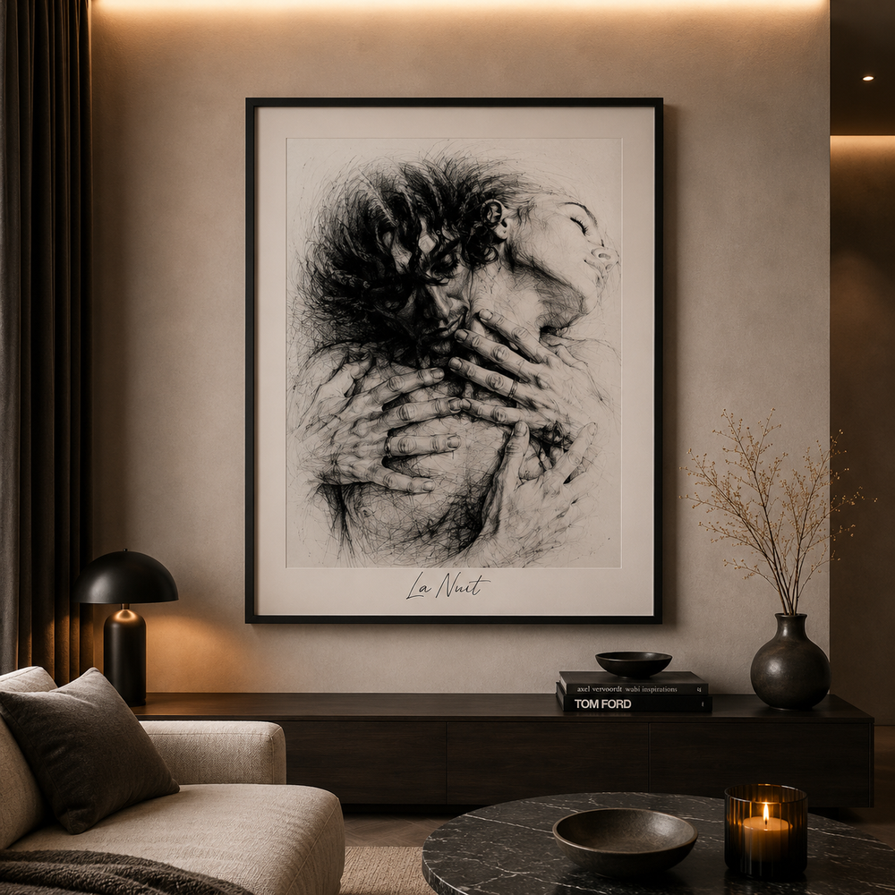 Hug framed fine-art print by La Nuit