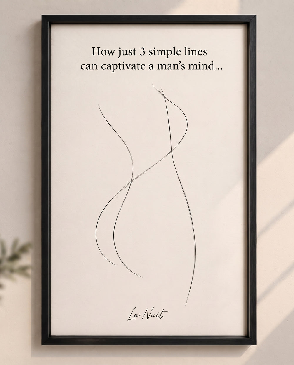 Between Her Lines framed fine-art print by La Nuit, shown in a room