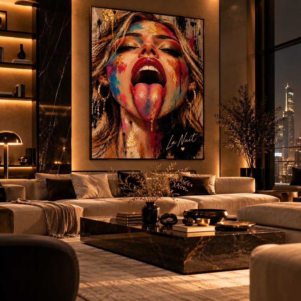 Lip Service by La Nuit displayed in a city lounge