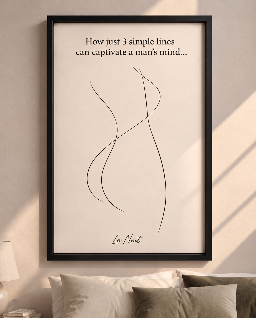 Three Lines: three-line figure study print, framed fine art by La Nuit