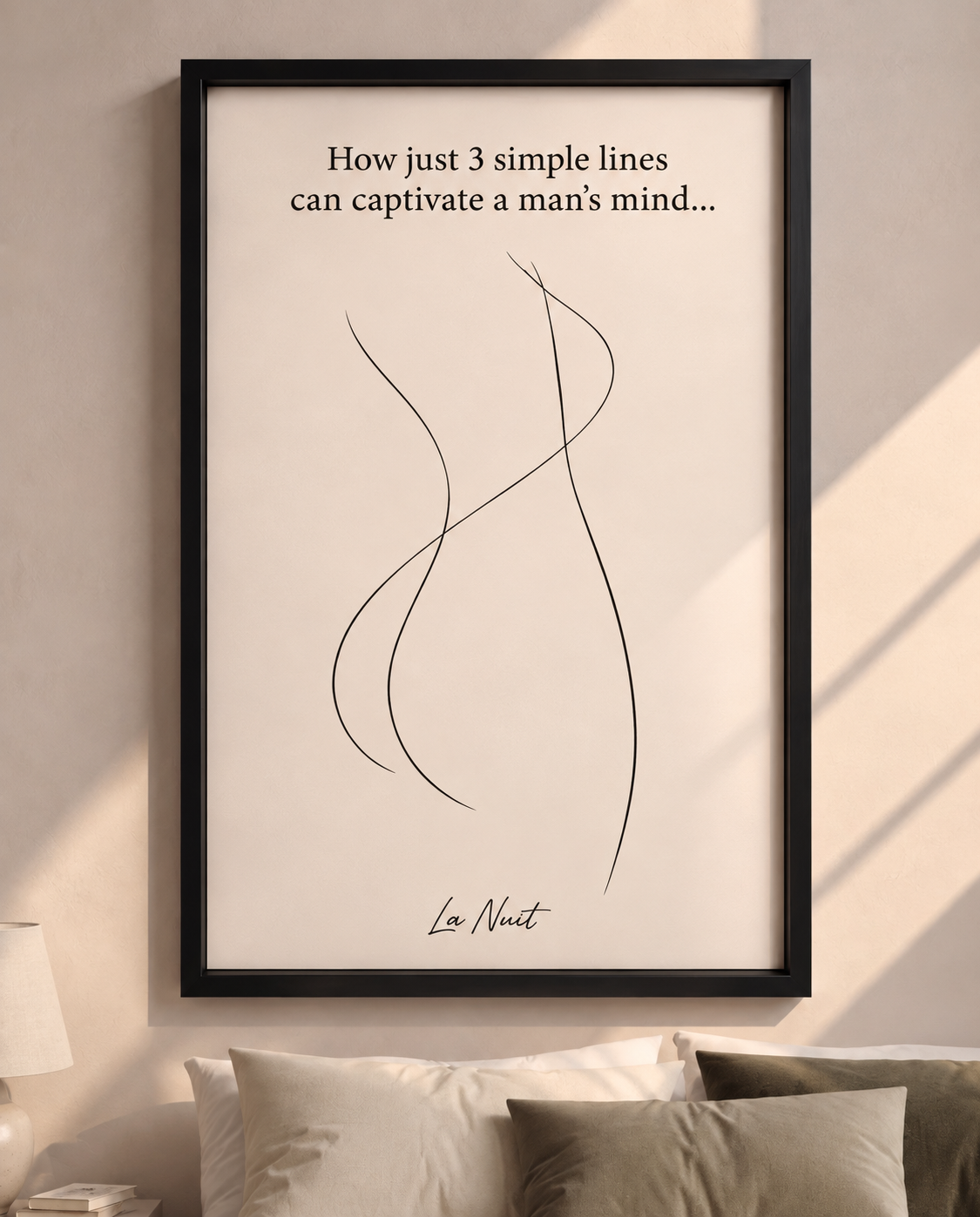 Three Lines: three-line figure study print, framed fine art by La Nuit