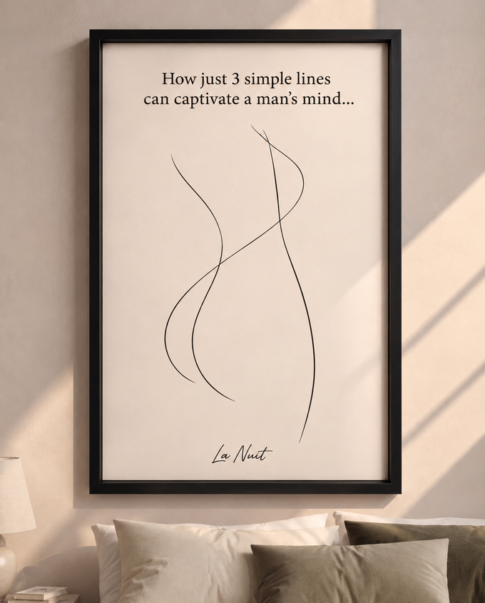 Three Lines: three-line figure study print, framed fine art by La Nuit